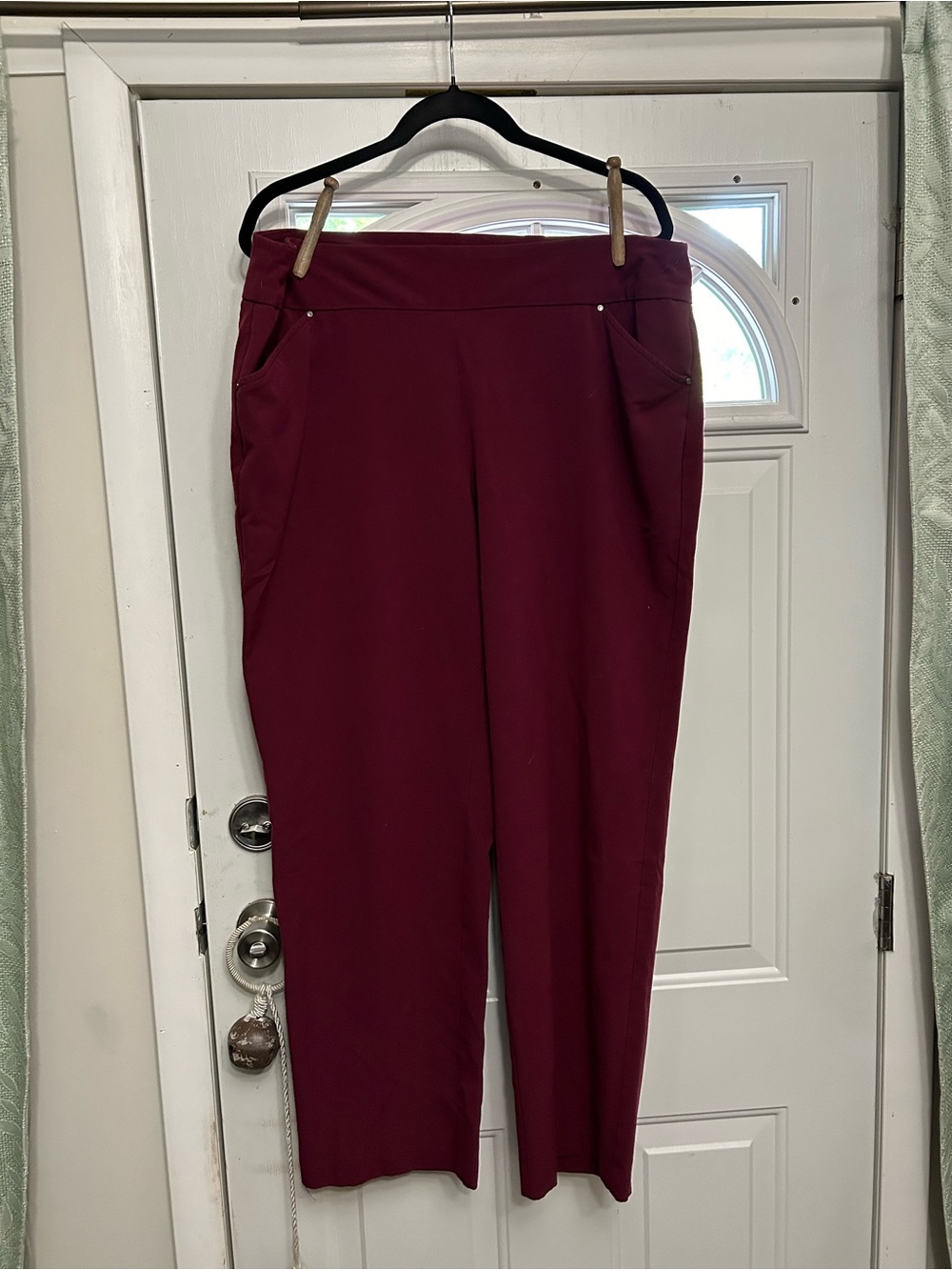 Roz & Ali Women's Straight Leg Ponte Pants - Burgundy